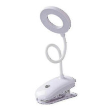 Warm White USB Rechargeable LED Desk Lamp with Flexible Touch Dimming - Clip-On Brightness Adjustable Lamp for Home and Office Use