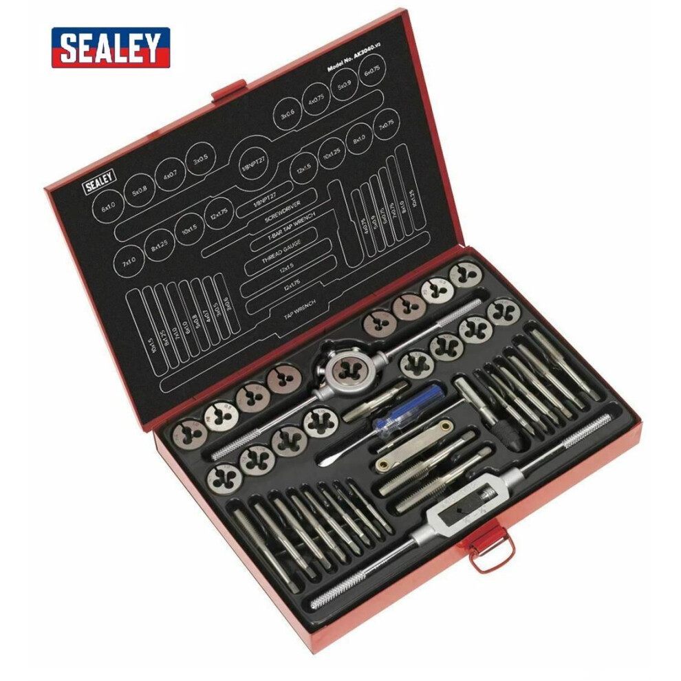 Sealey Tap & Die Set 40Pc Split Dies Metric