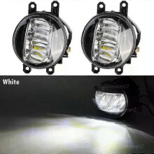 (White) 30W LED Fog Light Assembly Set with DRL H11 - Left & Right Replacement for Toyota Fortuner SW4 II 2015-2019