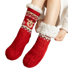 Acrylic Thermal Socks Christmas Themed Stocking For Home-Red