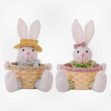 Easter-themed candy dish, bunny-shaped basket for treats, decorative storage container for sweets, festive gift box for table decoration