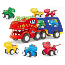 (8pcs) New Upgrade Dinosaur Truck Toys Improve Fine Motor Skills Dinosaur Transport Monster Truck Toy With Cool Light Sound Effect And Spray Functi