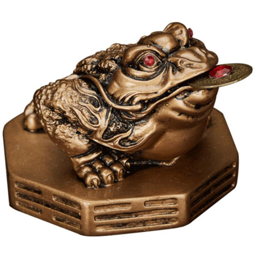 Dark Brown Resin Toad Figurine Feng Shui Wealth Table Decor 2