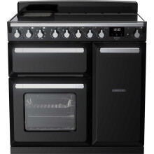 Rangemaster Estel Deluxe ESDL90EIPGBL/CM1 90cm Electric Range Cooker with Induction Hob – Black / Chrome – A/A Rated
