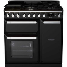 Rangemaster Estel Deluxe 90cm Dual Fuel Range Cooker - Black / Chrome - A/A Rated