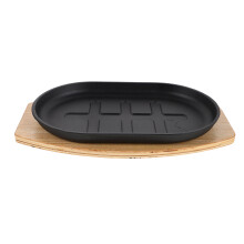 Eisenpfanne Mit Holzunterlage – Ofenfeste Fajita Pfanne Für Bbq, Camping