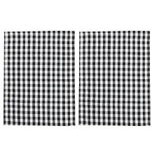 2Stk Dekorative Küchen Store Gardine Schwarz Weiß Kariert Polyester