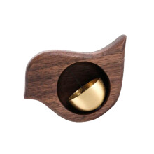1Wind Bell Door Stop Door Ornament Koffiebruin Notenhout Messing