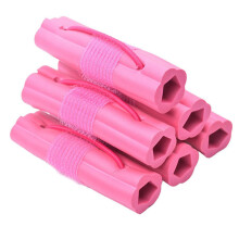 Magic Foam Sponge Hair Curler 6-Piece Set No-Heat Sleeping Diy Wavy Hair Rollers Pink Travel Friendly
