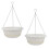 2Pcs White Hanging Flowerpot with Tray Durable Plastic Plant Planter 1