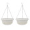 2Pcs White Hanging Flowerpot with Tray Durable Plastic Plant Planter 2