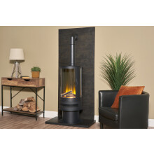 Acantha Tile & Hearth Set in Bronze Venetian Plaster Effect with Orbit