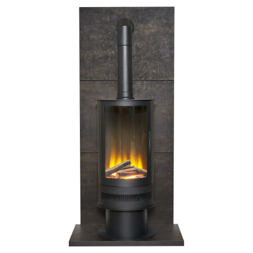Acantha Tile & Hearth Set in Bronze Venetian Plaster Effect with Orbit 1
