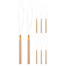 8Stk Holzgriff Haarverlängerung Schlaufe Einfädler Set