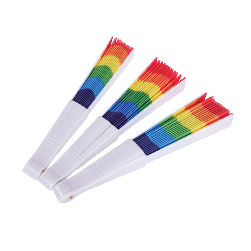 6 Sztuk Kolorowy SkłAdany Wachlarz Plastikowy Drukowany Do TańCa-image