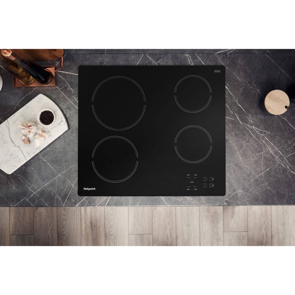 Hotpoint HR612CH 58cm 4 Burners Ceramic Hob Touch Control Black