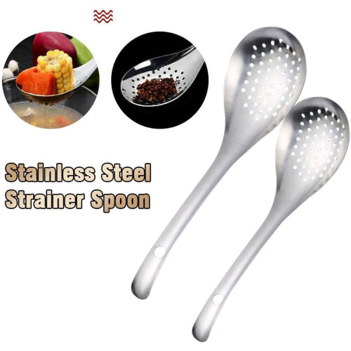 Steel Household Filter Screen Multi-Function Strainer Spoon, Silver, Stainless Steel Kitchen Tool, Easy Clean 2