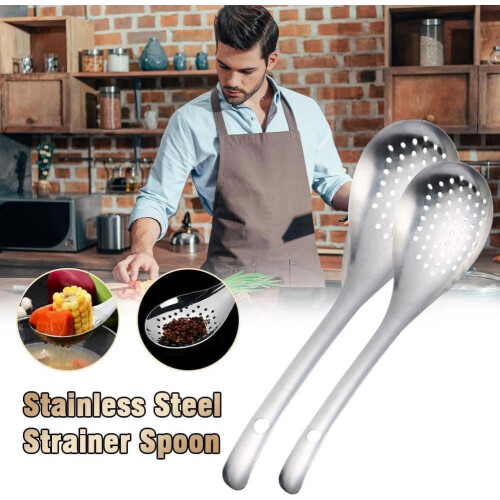 Steel Household Filter Screen Multi-Function Strainer Spoon, Silver, Stainless Steel Kitchen Tool, Easy Clean 1