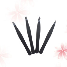 4Pcs Pinças Aço Inoxidável Inclinadas Pêlos Encravados com Bolsa