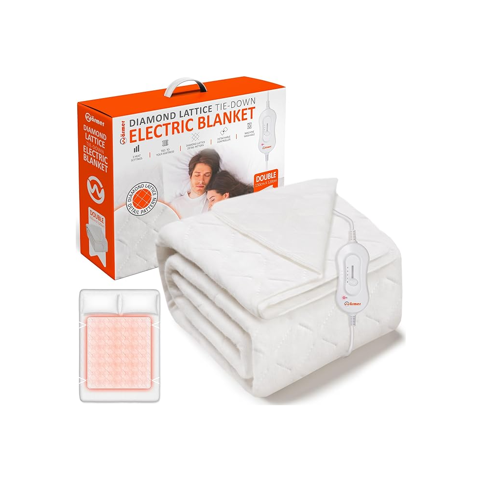 Wärmer Double Electric Heated Blanket Xl 150Cm X 120Cm- Control With 3 Heat Settings, Detachable Controller, Machine Wa Not,Specified