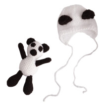 2 Sets Handgefertigte Gestrickte Baby Panda Mütze