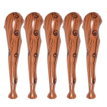 5Stk PVC Partyschläger Aufblasbar Holzmaserung Sport Deko Braun