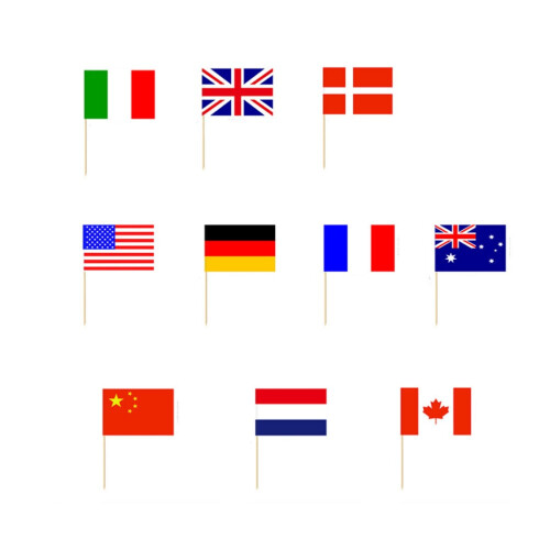 150Pcs Party Flag Toothpicks Assorted National Flags Cake Decorations