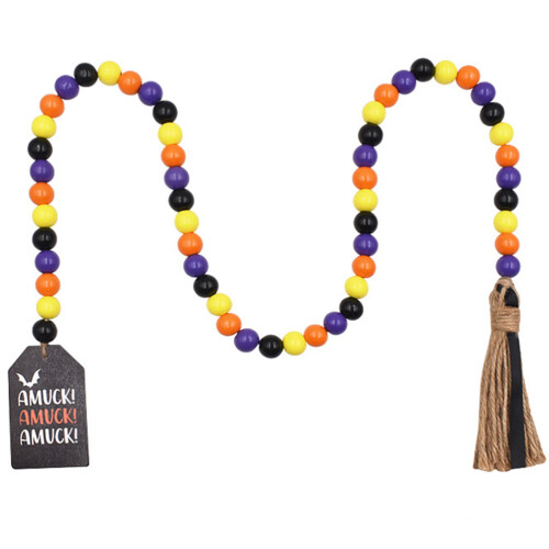 4Stk Halloween Holzperlen Mit Quaste