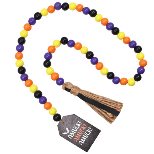4Stk Halloween Holzperlen Mit Quaste 2