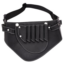 Hairdressing Tool Belt Bag PU Leather Scissor Holster With Waist And Shoulder Belt Black Barber Bag