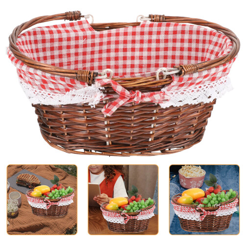 Wicker Picknickkorb Für Und Gemüse Mit Griff 2