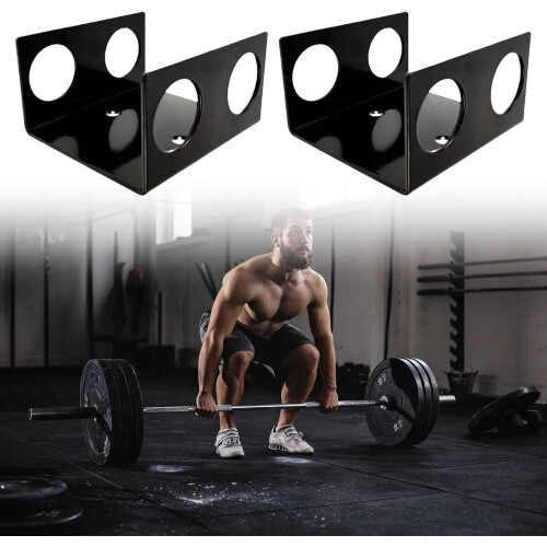 Wall Mounted Barbell Rack Stand - Space Saving Vertical Holder - Dual Rod Storage 1