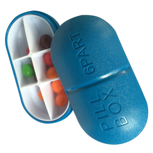 2Stück Oval Pillendose Mit 6 Fächern Für Camping Dunkelblau 2