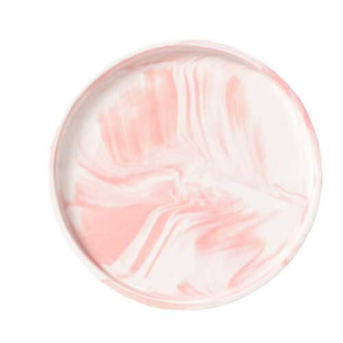 1St Keramik Marmorierung Ring Schale Tablett Pink Rund