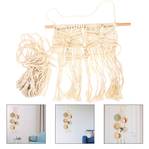 Macrame Hut Hänger Gewebtes Baumwollseil Wand Organizer 1