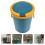 Blue Push Type Trash Can With Cover For Bathroom And Bedroom 3