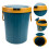 Blue Push Type Trash Can With Cover For Bathroom And Bedroom 5