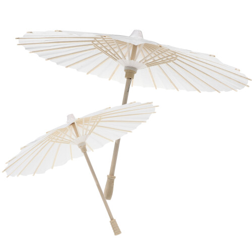 16Pcs Handcrafted White Paper Umbrella DIY Blank Performance Decor 2
