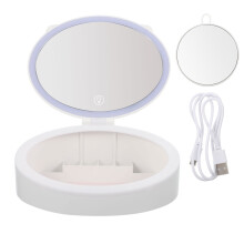 2Stk Led Make-up Spiegel Kosmetikbox Mit Vergrößerungsspiegel