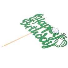 5Pcs Golf Cake Decoration Paper Picks Green Happy Birthday Toppers