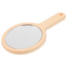 2Stk Handheld Make-up-Spiegel Tragbarer Holzspiegel Kreativer Spiegel