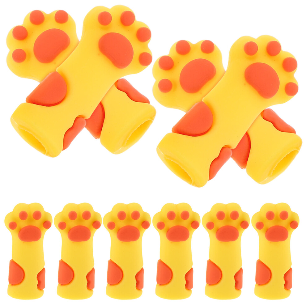 Vaguelly Yellow 20Pcs Cat Paw Silicone Nipper Sleeves Reusable Nail Tool Covers