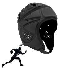 Soft Helmet Rugby Headguards Youth-Adult EVA Material Breathable Protector Impact-Resistant For Rugby Football Black