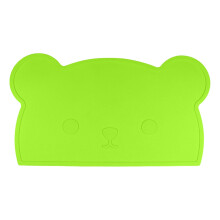 Kids Silicone Placemat Non Slip Dining Pad, Lovely Shape, Reusable Table Placemat, Green, Travel Friendly