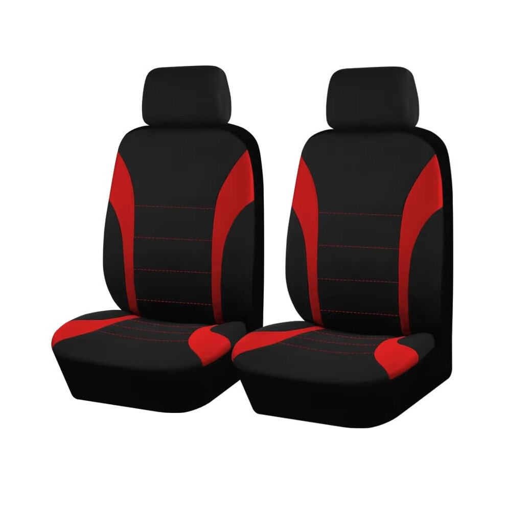 Car Seat Cover Universal Fit Polyester Fabric 2-Seat For Most Cars Suvs Trucks Interior Seat Cover Red 9393856341771