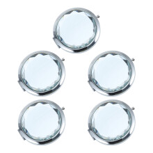 5St Draagbare Metal Make-Up Spiegel Dubbelszijdig Wit
