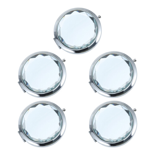 5St Draagbare Metal Make-Up Spiegel Dubbelszijdig Wit
