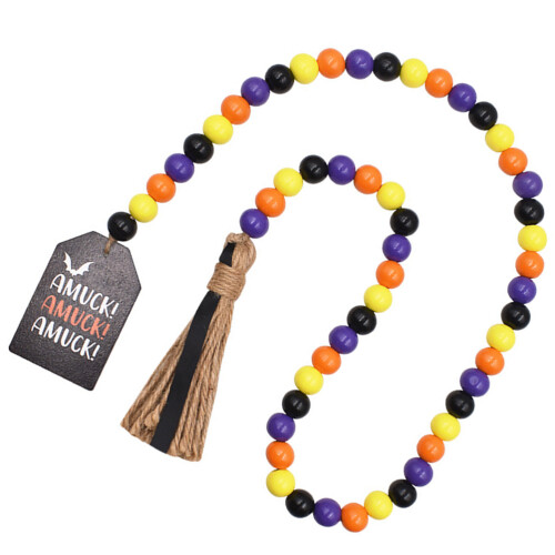 2Stk Halloween Holzperlen Mit Quaste Hängendes Ornament 2