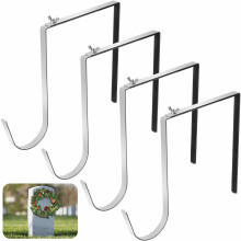 Christmas Headstone Wreath Hanger 4-Pack Adjustable Stainless Steel Wreath Holder Fits 6-11 Inch Tombstones Silver
