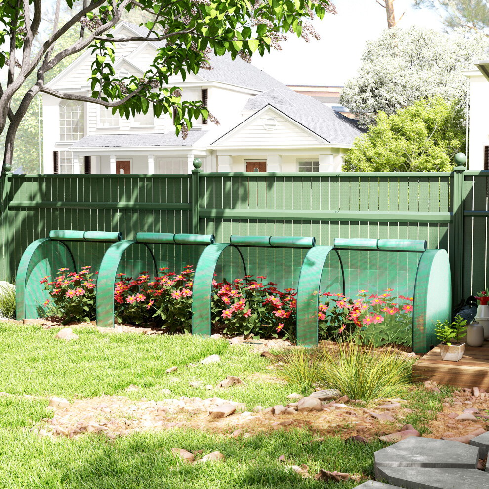Rackhams Green Tunnel House Steel Frame For Garden Backyard W/ Zipper Doors - 395 X 100 X 80Cm - Image 4